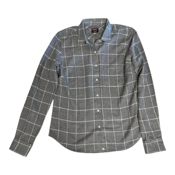 UNTUCKit Windowpane Plaid Flannel Shirt~Size 2~Gray White Soft Cotton Top L14 39 - Picture 7 of 9